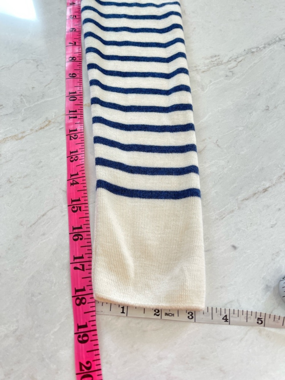 SAINT JAMES FRANCE Cream & Navy Nautical Striped Crewneck Wool Sweater, S (4-6) - Picture 11 of 13